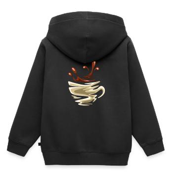 Café design animé - Sweat Premium à capuche enfant bio - noir - Dos - AI Model Kid Male (0cm)