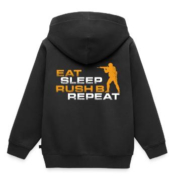 Manger endormi b répétant des cadeaux drôles - Sweat Premium à capuche enfant bio - noir - Dos - AI Model Kid Male (0cm)
