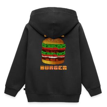 Pixel burger t-shirt rétro - Sweat Premium à capuche enfant bio - noir - Dos - AI Model Kid Male (0cm)