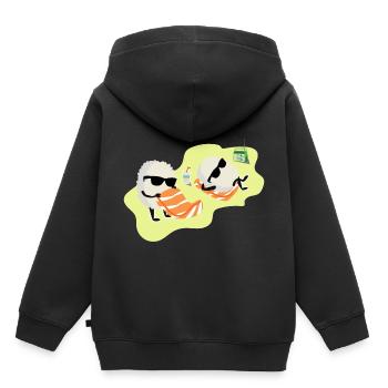 Sushi Lachs Reis Sonnenbaden Geschenkidee - Kinder Premium Organic Hoodie - Schwarz - Hinten - AI Model Kid Male (0cm)
