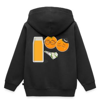 Orangery Funeral Smoothie cadeau de jus d'orange - Sweat Premium à capuche enfant bio - noir - Dos - AI Model Kid Male (0cm)