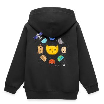 Le système solaire - Chat Satellite Spaceship - Sweat Premium à capuche enfant bio - noir - Dos - AI Model Kid Male (0cm)