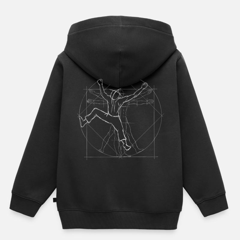 Freeclimber escalade vitruvienne - Sweat Premium à capuche enfant bio - noir