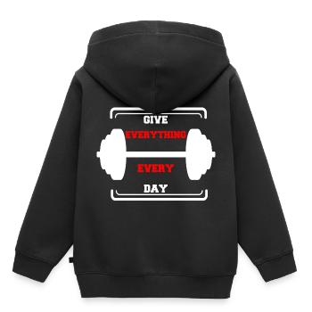 motivation fitness hantel training muskelaufbau - Kinder Premium Organic Hoodie - Schwarz - Hinten - AI Model Kid Male (0cm)
