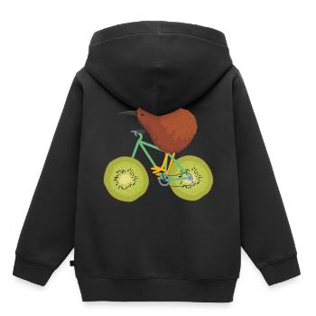 kiwi - Sweat Premium à capuche enfant bio - noir - Dos - AI Model Kid Male (0cm)