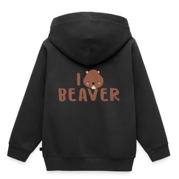castor - Sweat Premium à capuche enfant bio - noir - Dos - AI Model Kid Male (0cm)