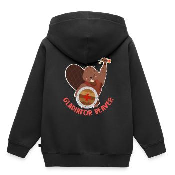 Gladiator Biber Schwert Mittelalter süß Geschenk - Kinder Premium Organic Hoodie - Schwarz - Hinten - AI Model Kid Male (0cm)