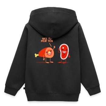 Metzger Fleisch Steak witzig Geschenk Geschenkidee - Kinder Premium Organic Hoodie - Schwarz - Hinten - AI Model Kid Male (0cm)