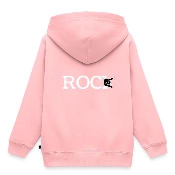 Rock - Kinder Premium Organic Hoodie - Rosa - Hinten - AI Model Kid Female (0cm)
