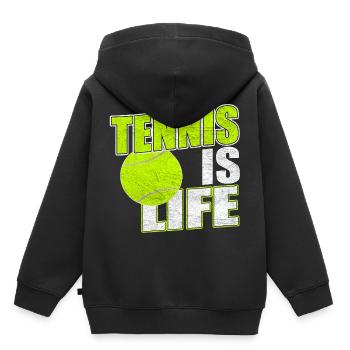 Tennis est life tennis-match tennis - Sweat Premium à capuche enfant bio - noir - Dos - AI Model Kid Male (0cm)