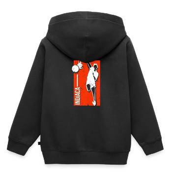 Idée cadeau de loisirs Indiaca - Sweat Premium à capuche enfant bio - noir - Dos - AI Model Kid Male (0cm)
