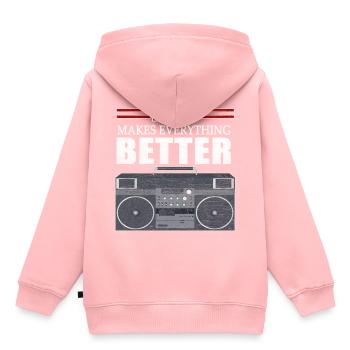 Boombox Hip Hop - Sweat Premium à capuche enfant bio - rose - Dos - AI Model Kid Female (0cm)