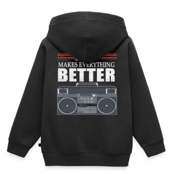 Boombox Hip Hop - Sweat Premium à capuche enfant bio - noir - Dos - AI Model Kid Male (0cm)