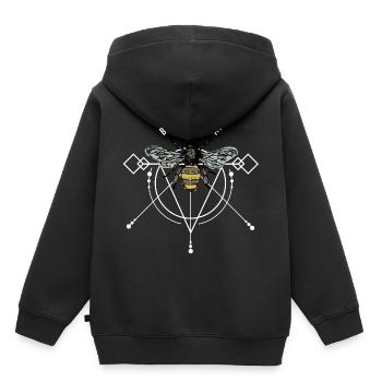 Idée cadeau de swag en nid d'abeille Bee wasp hornet - Sweat Premium à capuche enfant bio - noir - Dos - AI Model Kid Male (0cm)