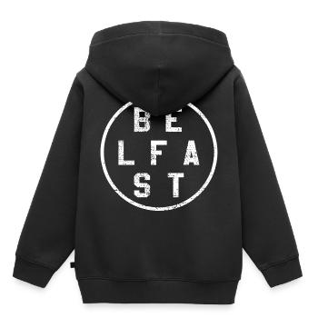 Irlande du Nord Belfast - Sweat Premium à capuche enfant bio - noir - Dos - AI Model Kid Male (0cm)