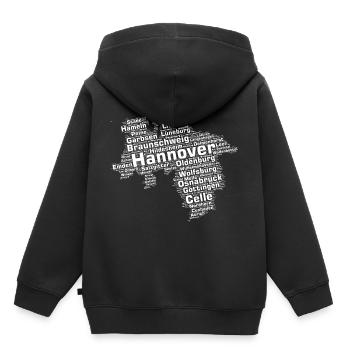 Niedersachsen Bundesland: Niedersachsens Städte - Kinder Premium Organic Hoodie - Schwarz - Hinten - AI Model Kid Male (0cm)
