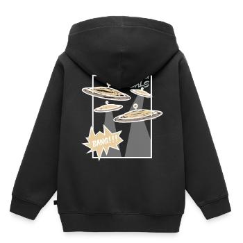 Trommel Becken Musik Geschenk - Kinder Premium Organic Hoodie - Schwarz - Hinten - AI Model Kid Male (0cm)