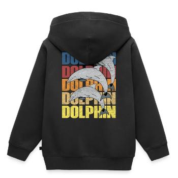 Delfine Delfin - Kinder Premium Organic Hoodie - Schwarz - Hinten - AI Model Kid Male (0cm)