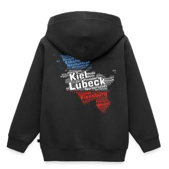 Bundesland Schleswig-Holstein Städte und Gemeinden - Kinder Premium Organic Hoodie - Schwarz - Hinten - AI Model Kid Male (0cm)