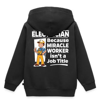 Électricien - Miracle Worker - Sweat Premium à capuche enfant bio - noir - Dos - AI Model Kid Male (0cm)