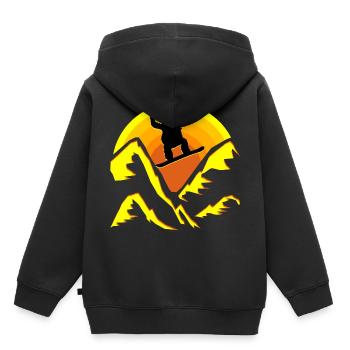 Snowboard Wintersport Downhill Snow Montagnes Piste - Sweat Premium à capuche enfant bio - noir - Dos - AI Model Kid Male (0cm)