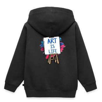 art - Sweat Premium à capuche enfant bio - noir - Dos - AI Model Kid Male (0cm)