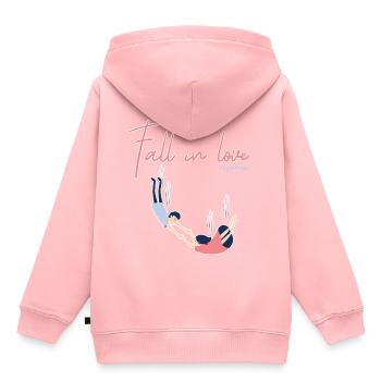 Liebe - Kinder Premium Organic Hoodie - Rosa - Hinten - AI Model Kid Female (0cm)