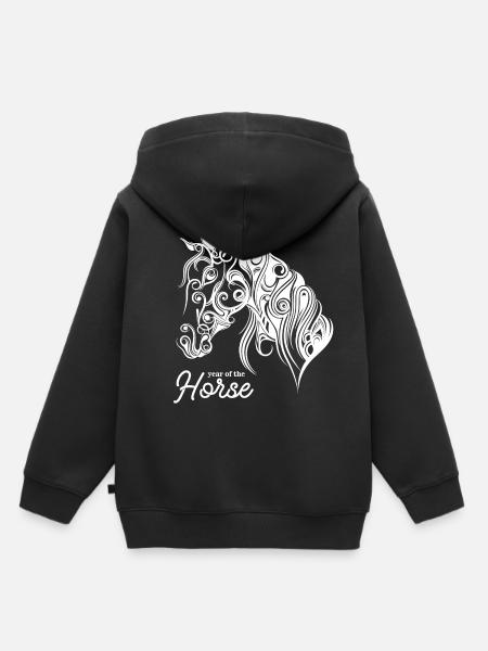 Pferd - Kinder Premium Organic Hoodie - Schwarz
