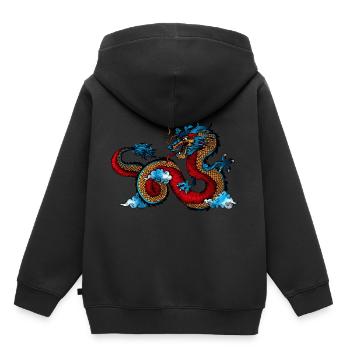 Dragon Asie Chine Japon contes de fées Créatures mythiques Mythe - Sweat Premium à capuche enfant bio - noir - Dos - AI Model Kid Male (0cm)