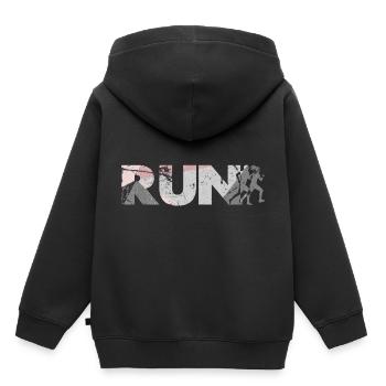 Fitness - Kinder Premium Organic Hoodie - Schwarz - Hinten - AI Model Kid Male (0cm)