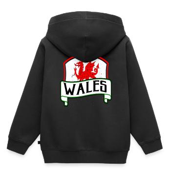 Pays de Galles - Sweat Premium à capuche enfant bio - noir - Dos - AI Model Kid Male (0cm)