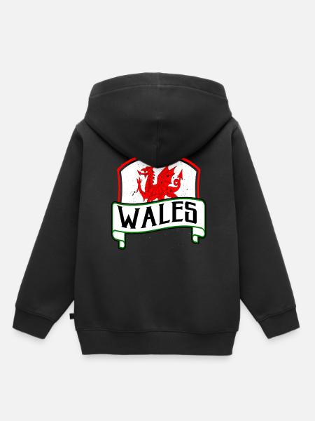 Wales - Kinder Premium Organic Hoodie - Schwarz