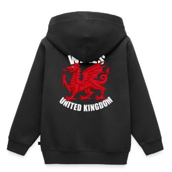 Wales Kelten Flagge Drache Cardiff Fußball Wappen - Kinder Premium Organic Hoodie - Schwarz - Hinten - AI Model Kid Male (0cm)