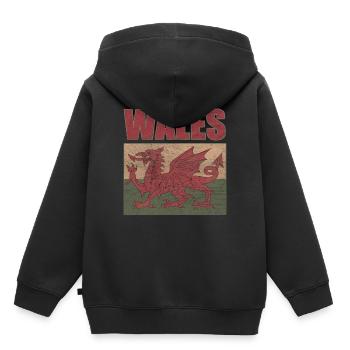 Pays de Galles - Sweat Premium à capuche enfant bio - noir - Dos - AI Model Kid Male (0cm)