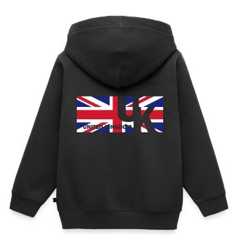 Drapeau anglais drapeau cadeau anglais - Sweat Premium à capuche enfant bio - noir - Dos - AI Model Kid Male (0cm)