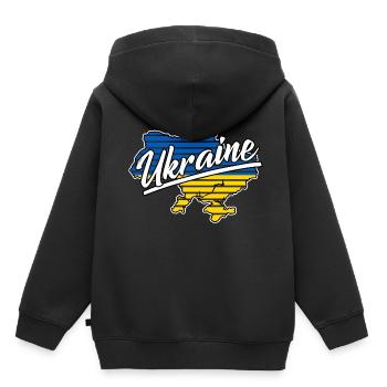 Ukraine - Kinder Premium Organic Hoodie - Schwarz - Hinten - AI Model Kid Male (0cm)