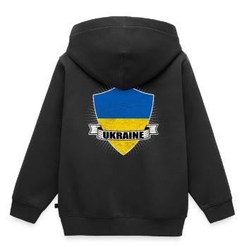 Ukraine - Sweat Premium à capuche enfant bio - noir - Dos - AI Model Kid Male (0cm)