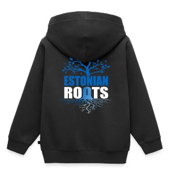 Estonie - Sweat Premium à capuche enfant bio - noir - Dos - AI Model Kid Male (0cm)