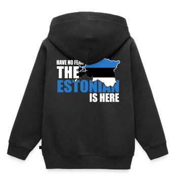 Estonie - Sweat Premium à capuche enfant bio - noir - Dos - AI Model Kid Male (0cm)