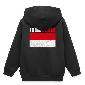 Indonésie - Sweat Premium à capuche enfant bio - noir - Dos - AI Model Kid Male (0cm)