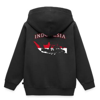 Drapeau de l'Indonésie - Sweat Premium à capuche enfant bio - noir - Dos - AI Model Kid Male (0cm)