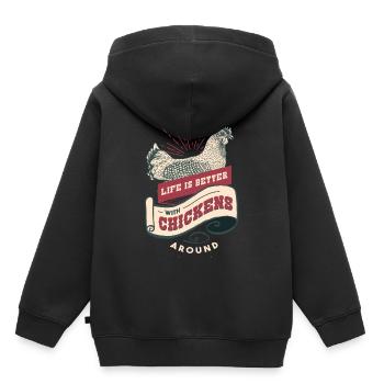 Images drôles animaux dictons poulet coq poulailler - Sweat Premium à capuche enfant bio - noir - Dos - AI Model Kid Male (0cm)