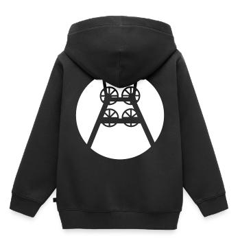 Ruhrpott Zeche Förderturm (w) - Kinder Premium Organic Hoodie - Schwarz - Hinten - AI Model Kid Male (0cm)