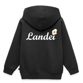 Oeuf de terre oeuf frit fermier village fermier Dorfkind - Sweat Premium à capuche enfant bio - noir - Dos - AI Model Kid Male (0cm)