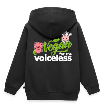Vegan for the voiceless (Kuh) - Kinder Premium Organic Hoodie - Schwarz - Hinten - AI Model Kid Male (0cm)