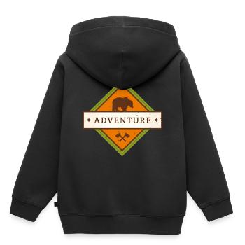 Bear Forest Mountains Randonnée Aventure Wanderlust - Sweat Premium à capuche enfant bio - noir - Dos - AI Model Kid Male (0cm)