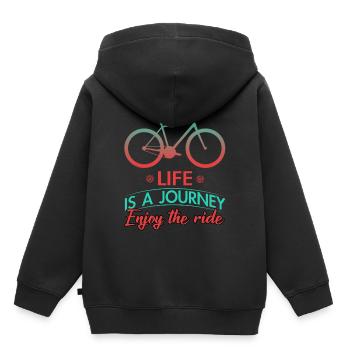 Vélo vélo vélo vélo vélo - Sweat Premium à capuche enfant bio - noir - Dos - AI Model Kid Male (0cm)