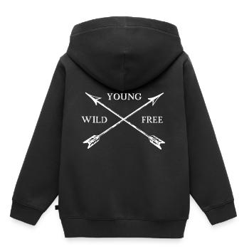 Idée cadeau jeune sauvage et cadeau gratuit - Sweat Premium à capuche enfant bio - noir - Dos - AI Model Kid Male (0cm)