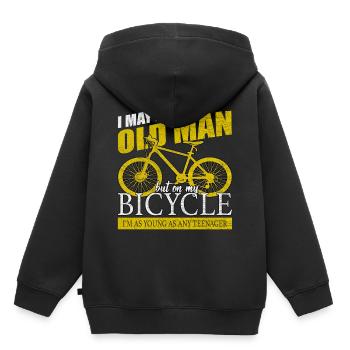 Fahrradfahren - Kinder Premium Organic Hoodie - Schwarz - Hinten - AI Model Kid Male (0cm)