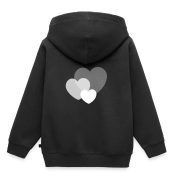 Trois coeurs - Sweat Premium à capuche enfant bio - noir - Dos - AI Model Kid Male (0cm)
